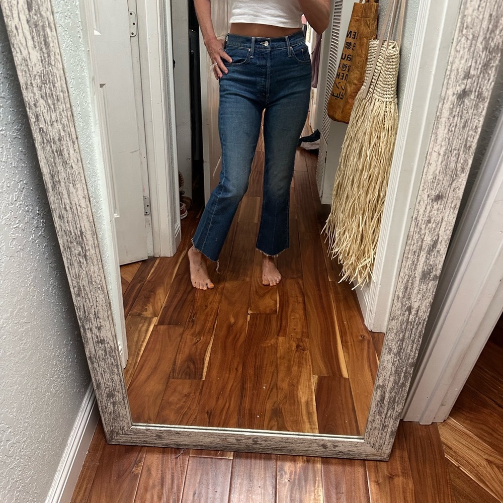 MOTHER Indigo Straight Leg Jeans tripper ankle fray 26 - Picture 8 of 13